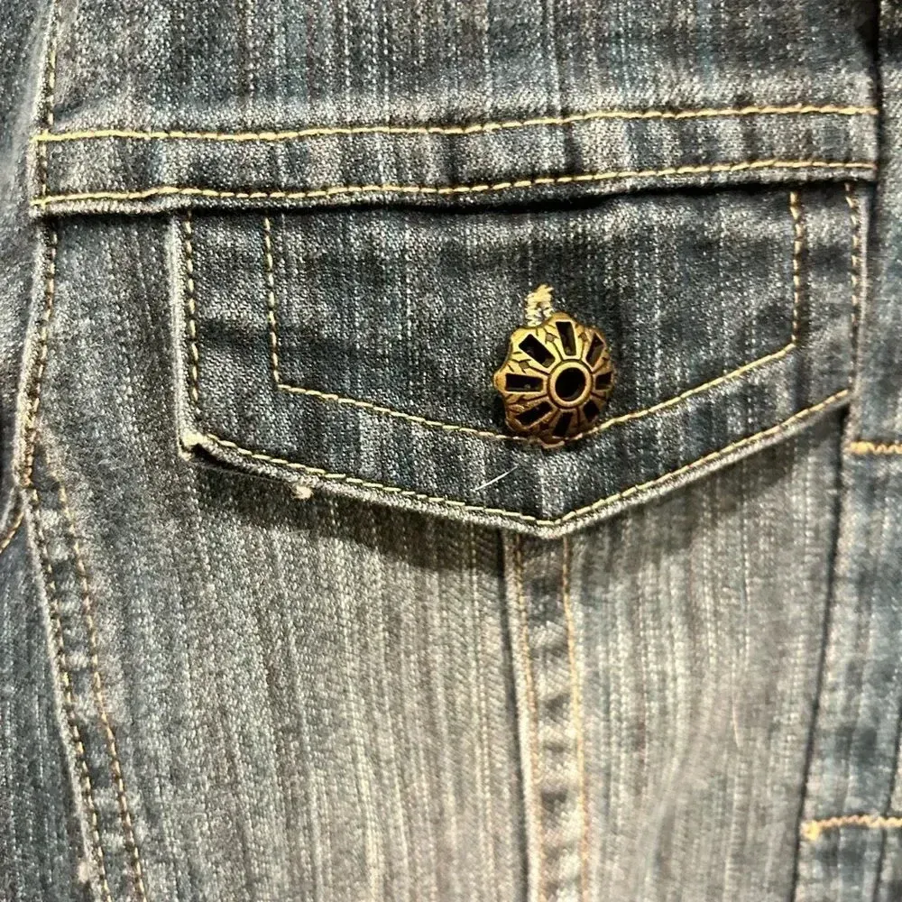 Christopher & Banks Blue Denim Jean Jacket w‎ Stretch size Small - Image 4