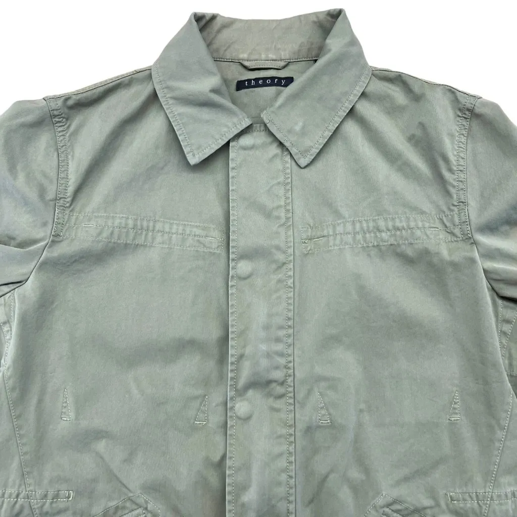 Theory Donaldson Sturdy Utility Jacket Olive Green Size Medium - Image 15