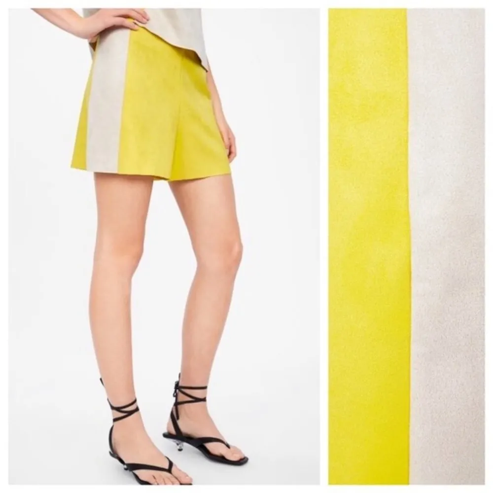 NWT Zara Faux Suede Bermuda Shorts Colrblock High Waisted Small - Image 4