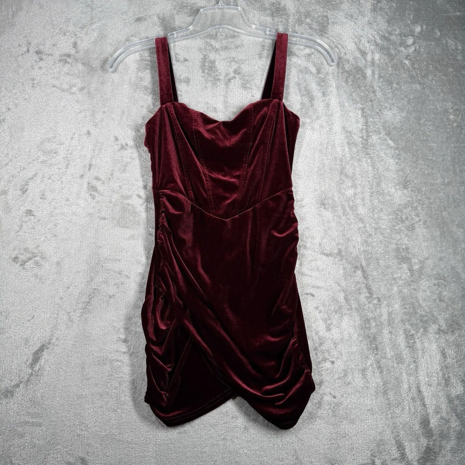 Cider Dress Womens Small Red Velvet Corset Cami‎ Mini Ruched Clubwear Date Night - Image 2
