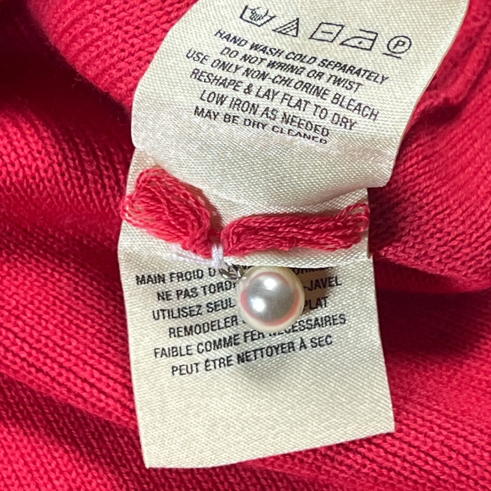 Anthropologie Moth Embellished Beaded Neckline Short Sleeve Top Coral Pink Small - Image 12