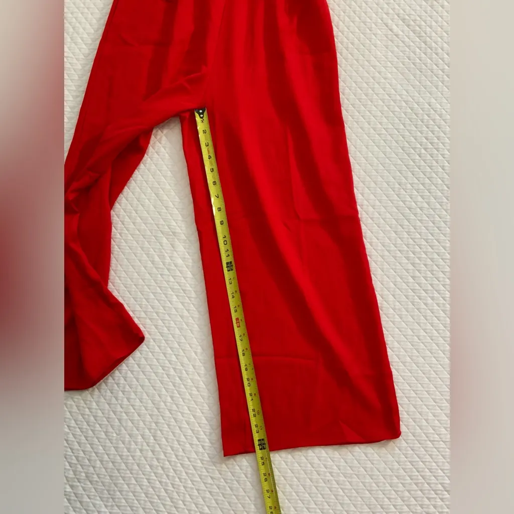 Layered Ruffle Cap Sleeve Notched V Neck Belted Jumpsuit‎ Red Size L - Image 10