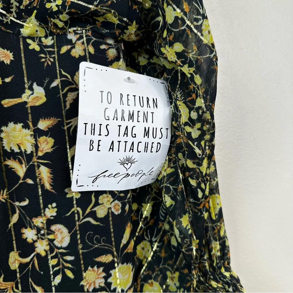 NEW Rococo Sand Hana Kaftan Dress Womens M Floral Printed Flowy Boho Maxi Black Size M - Image 6