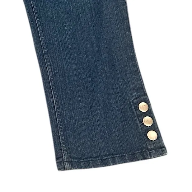 Soft Surroundings Pullon Blue Crop Stretch Jegging Jeans Three Button Detail PXS - Image 5