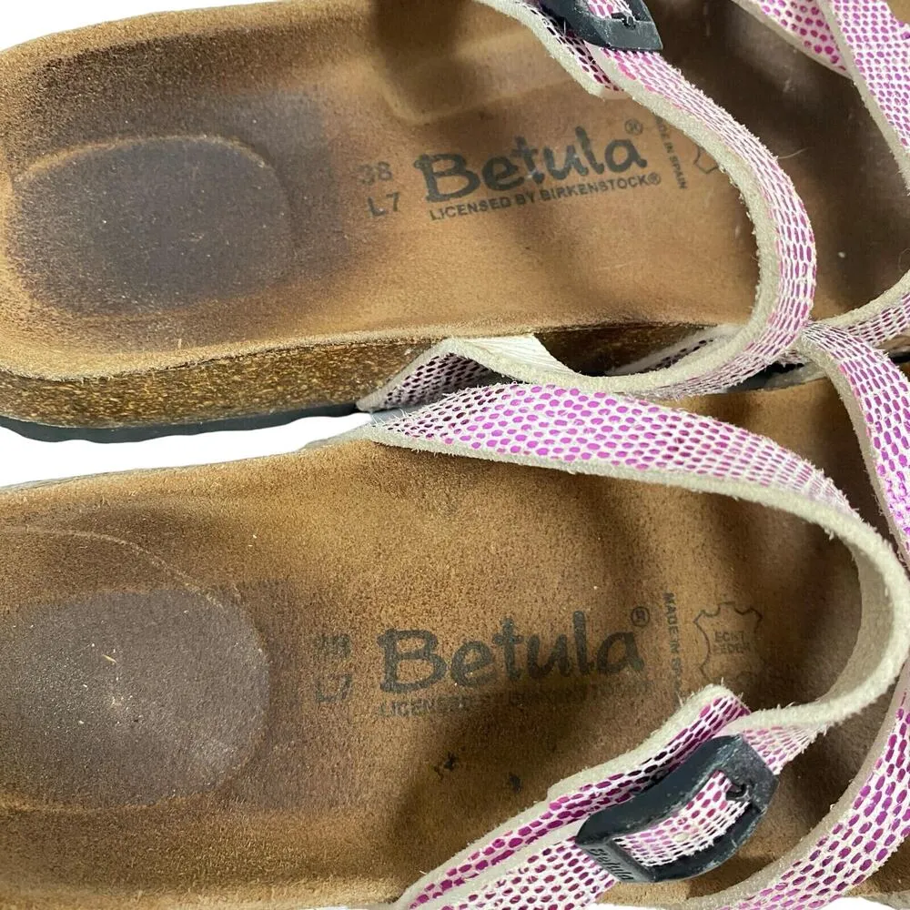 Birkenstock Betula Pink Strappy sandals 38 US 7 Slip On Beach Walking Comfy - Image 3