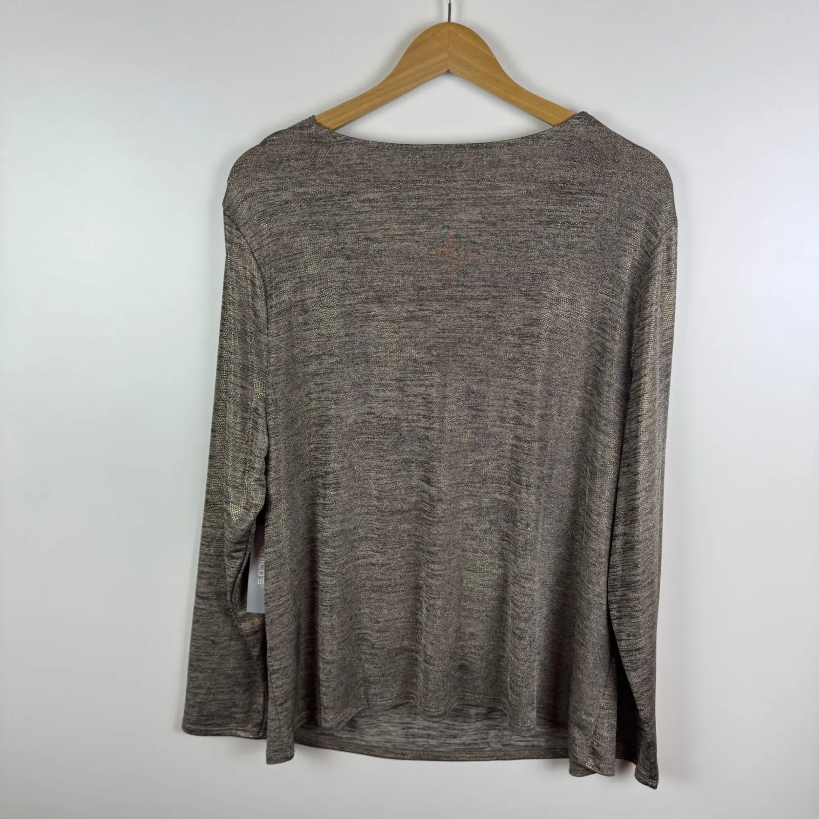NWT Chicos Metallic Cowl‎ Neck Knit Top Size 3 XL Champagne Long Sleeve Holiday - Image 3
