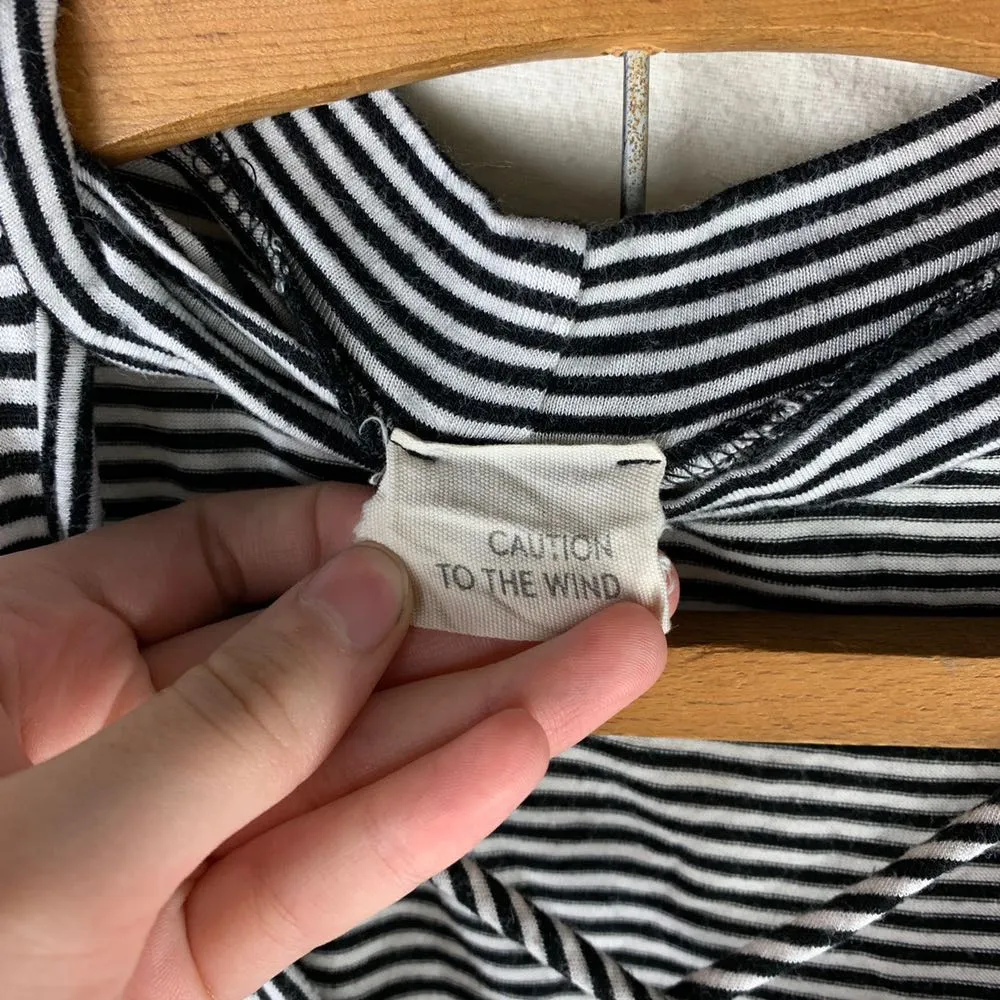 Striped Mock Neck Tank Top Black - Image 4