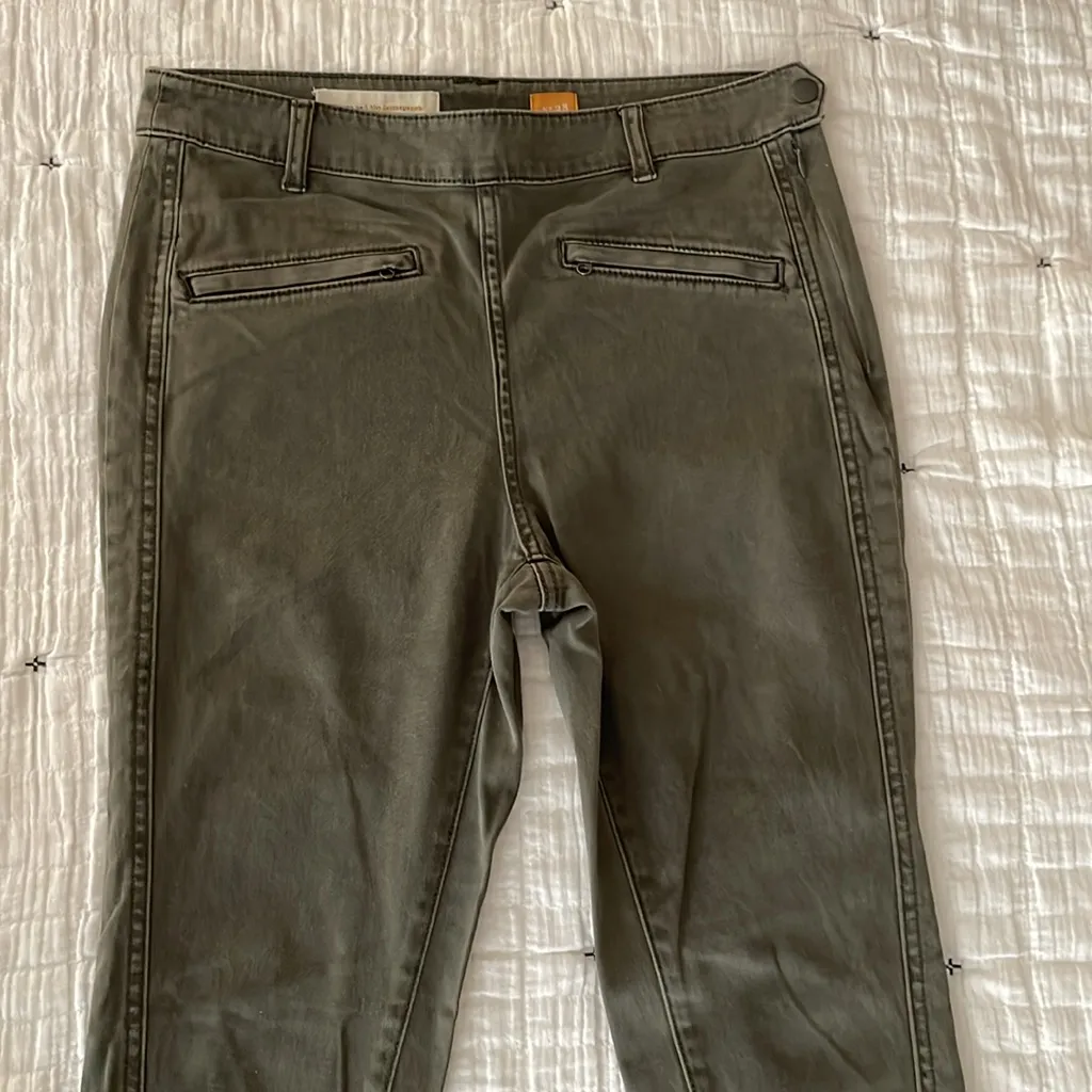 ANTHROPOLOGIE Pilcro Superscript Skinny Mid-Rise Moto Pant Olive Green Size 28 - Image 3