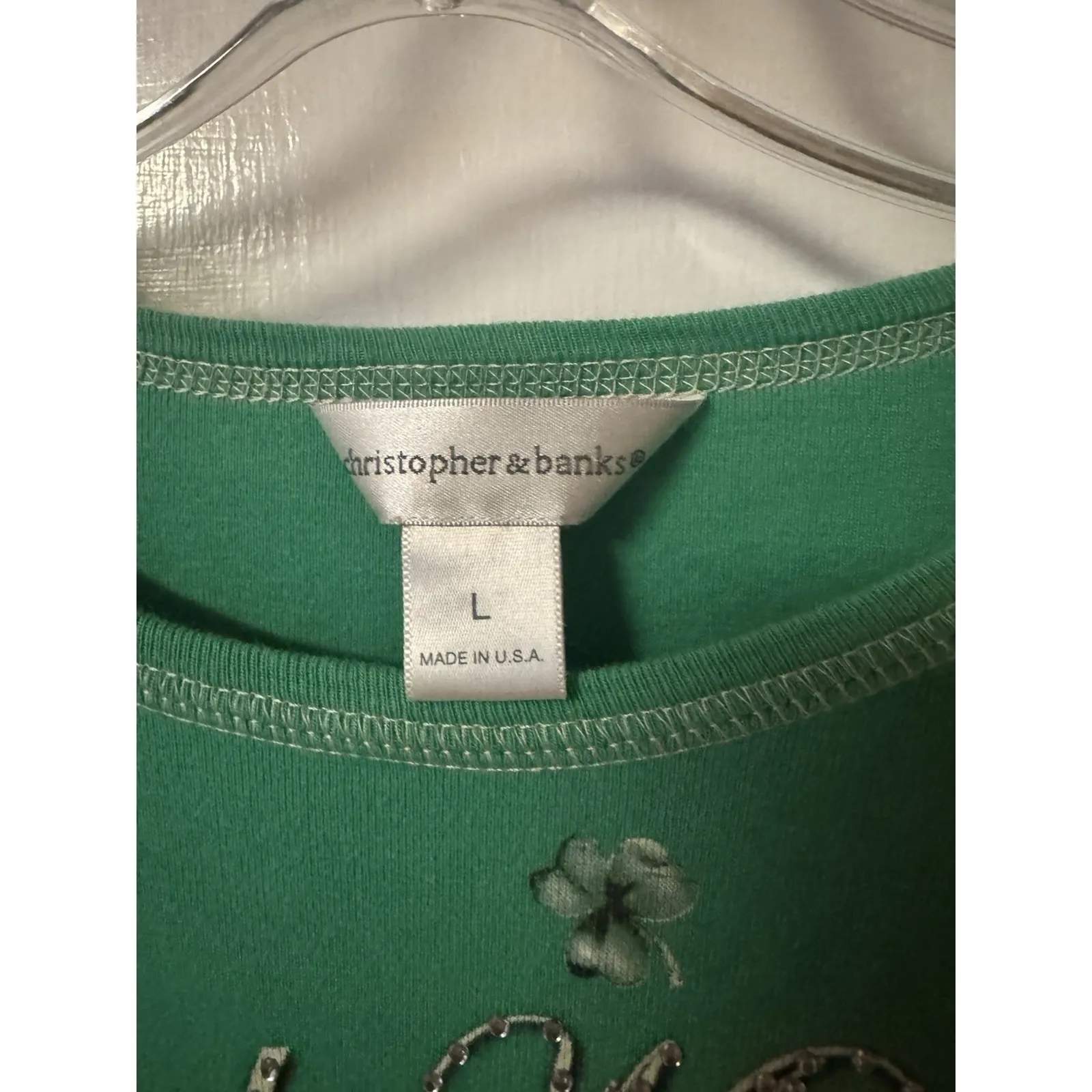 Christopher & Banks Women's Size L Irish Theme Cotton 3/4 Sleeve Cotton Shirt - Image 5