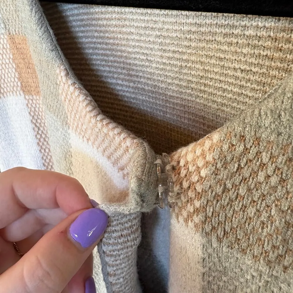 Liz Claiborne Plaid Fall Cardigan Long Soft Sweater Barncore Modest Neutral 2X - Image 6