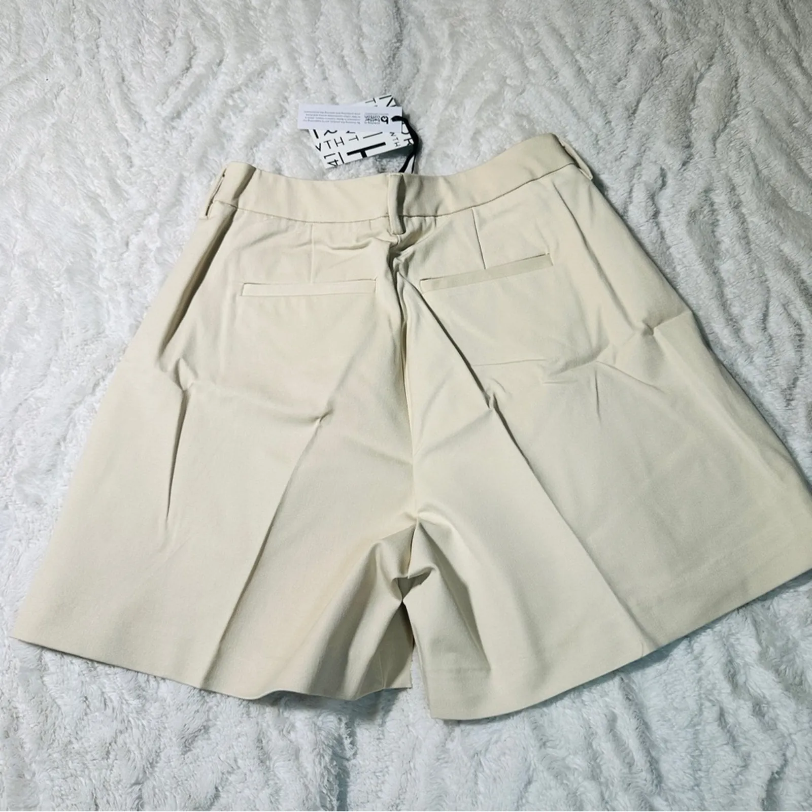 41 Hawthorn Size 4 Becca high rise Cream Chino pleated Shorts NWT career casual - Image 3
