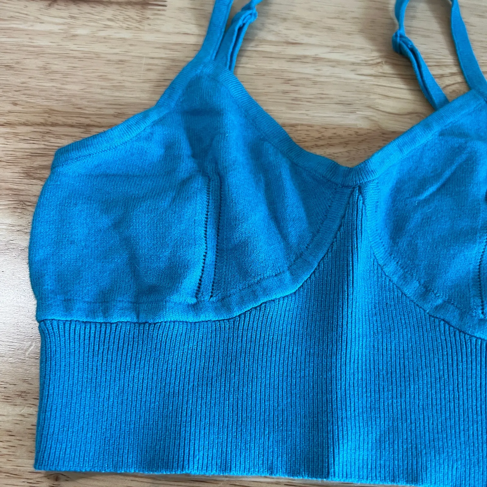 A New Day Women's Blue V-Neck Bralette Sweater Tank Top - Size Small - NWT - Image 6