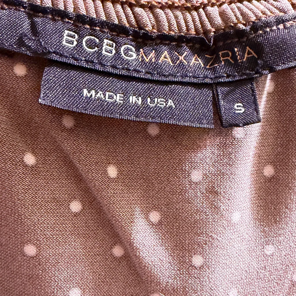 Brown dress with white polka dots, short sleeves and gathered waist - Size s - Image 5