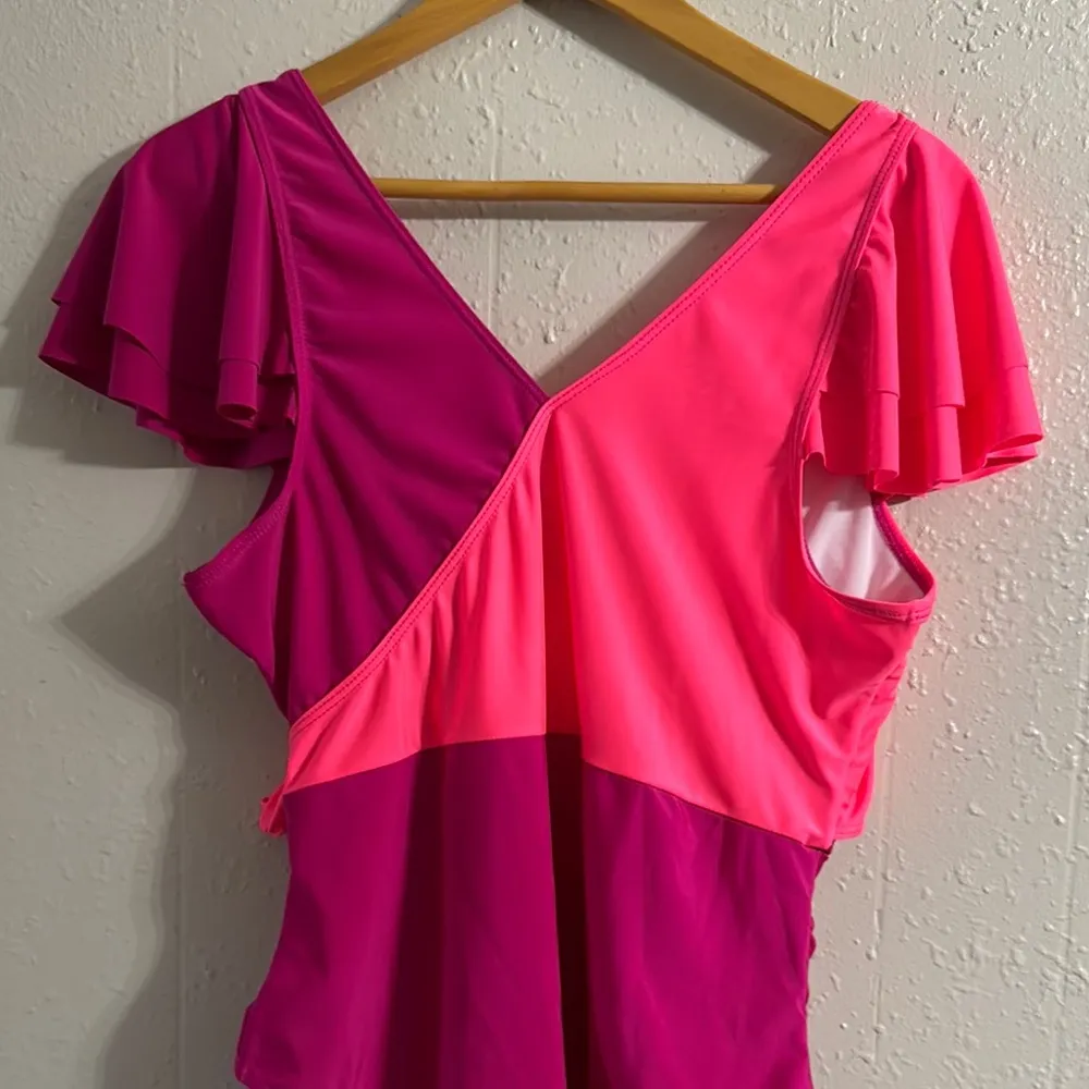 Vibrant Pink Wrap Swimsuit Size 2X - Image 7