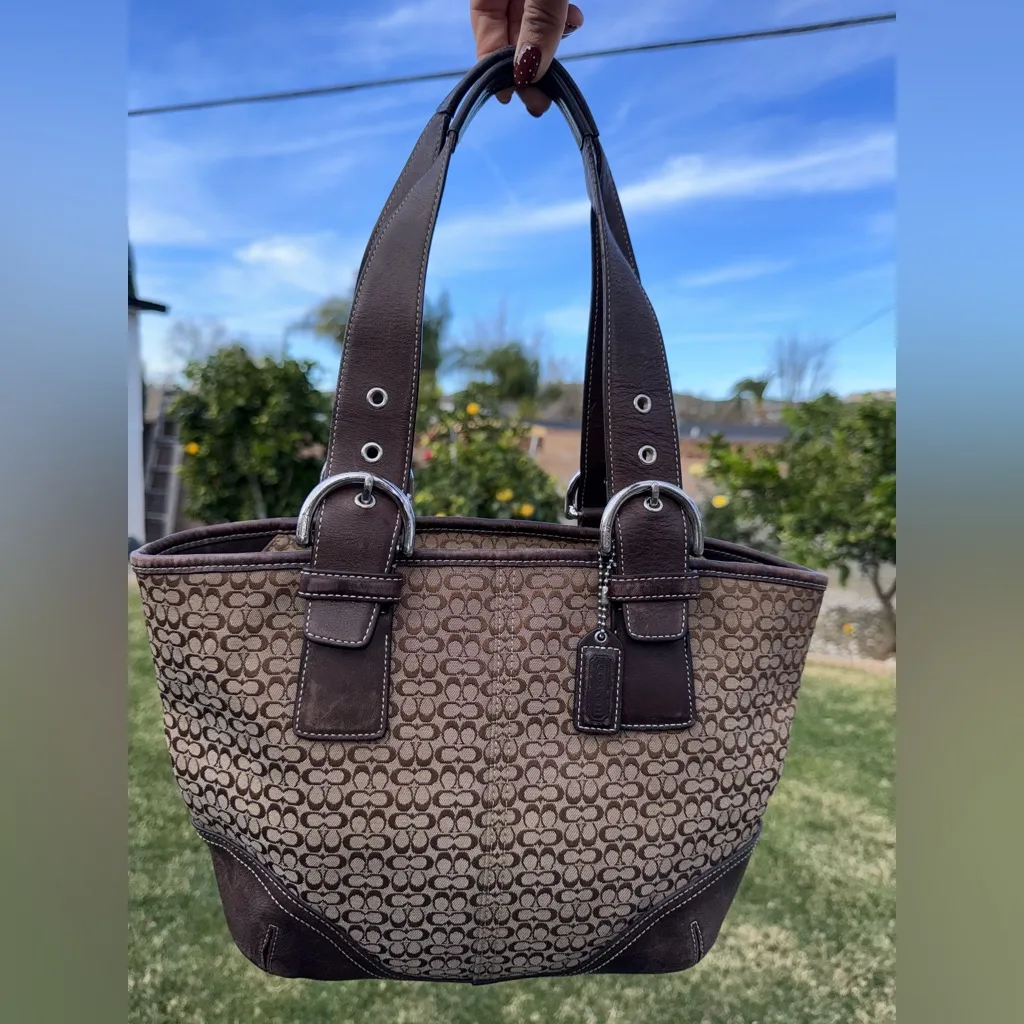 Coach Vintage Y2K Signature Jacquard Soho Brown Canvas Leather Trim HandBag - Image 4
