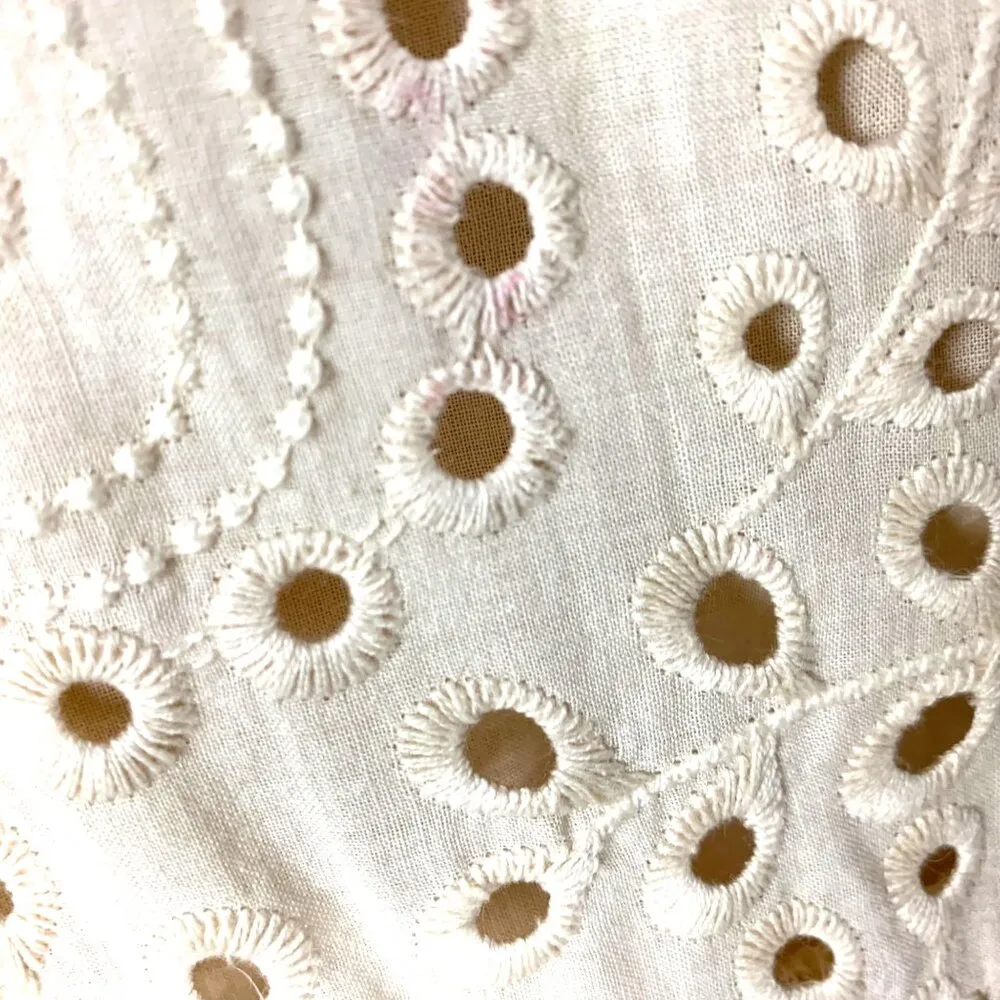 True Religion Eyelet Lace Cream Swing V-Neck Tiered Dress S Boho Festival Flowy - Image 5