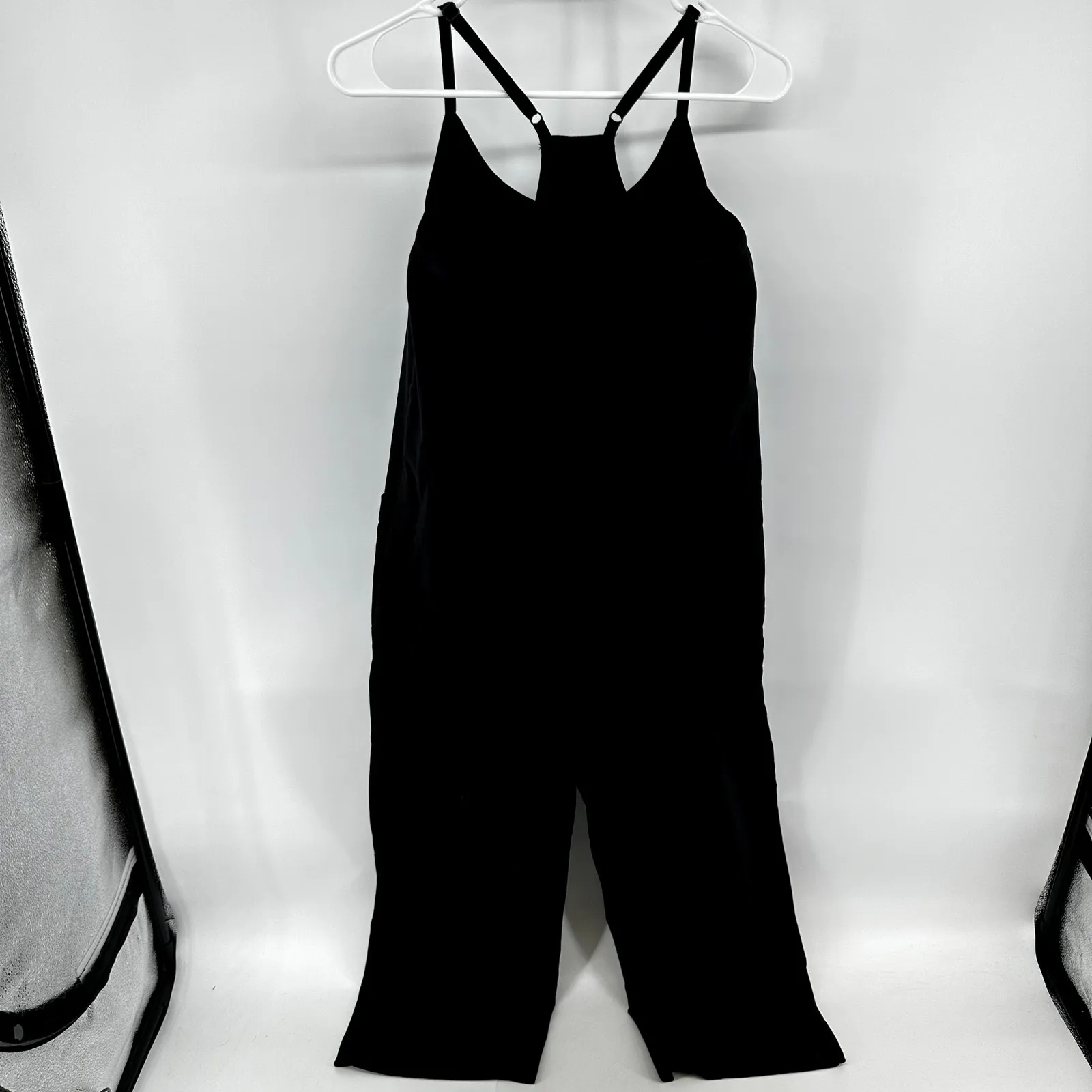 Pact Cool Stretch Lounge Jumpsuit Organic Cotton Cropped Wide Leg Black Medium - Image 4