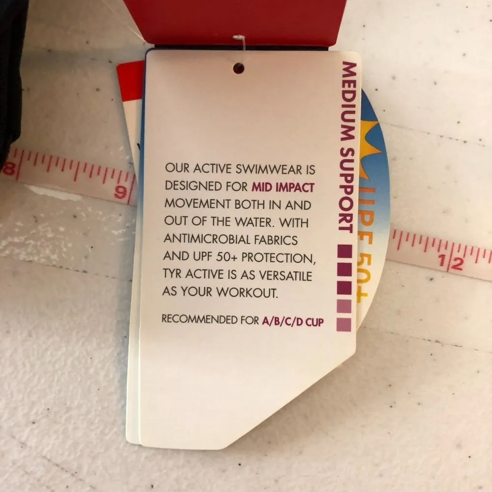 TYR Womens Anzan Mia Bikini Top Active Swimwear Medium Support Blue Black S 4/6 - Image 5