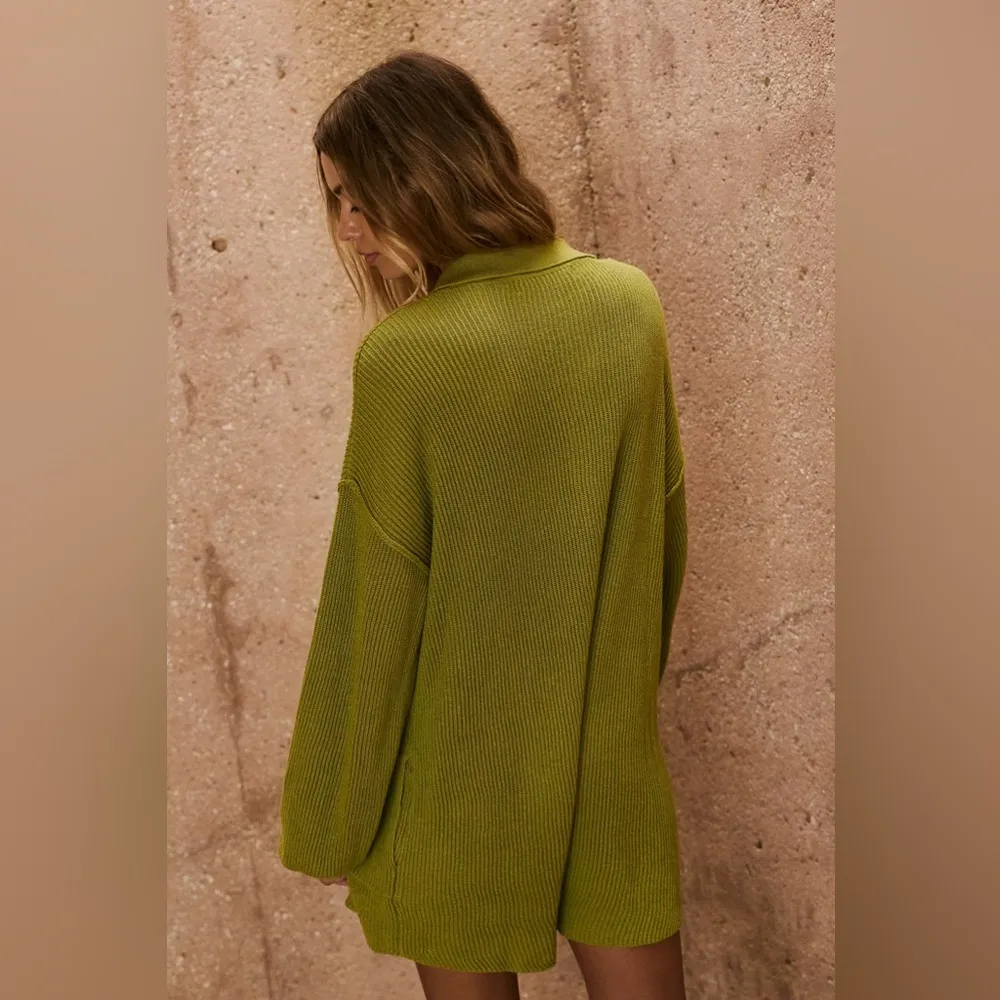 Free People Beach Picnic Sweater Romper In Lentil Sprout Size Small linen cotton - Image 3