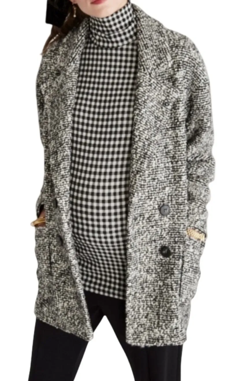 Hatch Black & White Boucle The Bristol Double-Breasted Maternity Coat Size 1 / 4 - Image 1