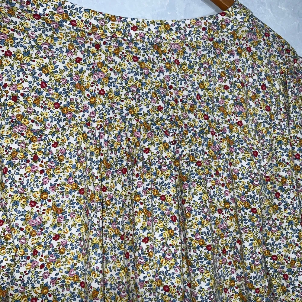 Rose & Thyme Floral Notched Neck 3/4 Tie Sleeves Loose Fit Pullover Blouse XL - Image 7