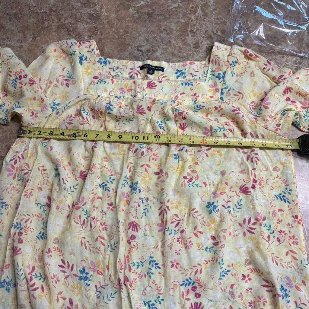 Zac & Rachel Square Neck Blouse Top Women’s 1X Yellow Floral Summer Easter - Image 5