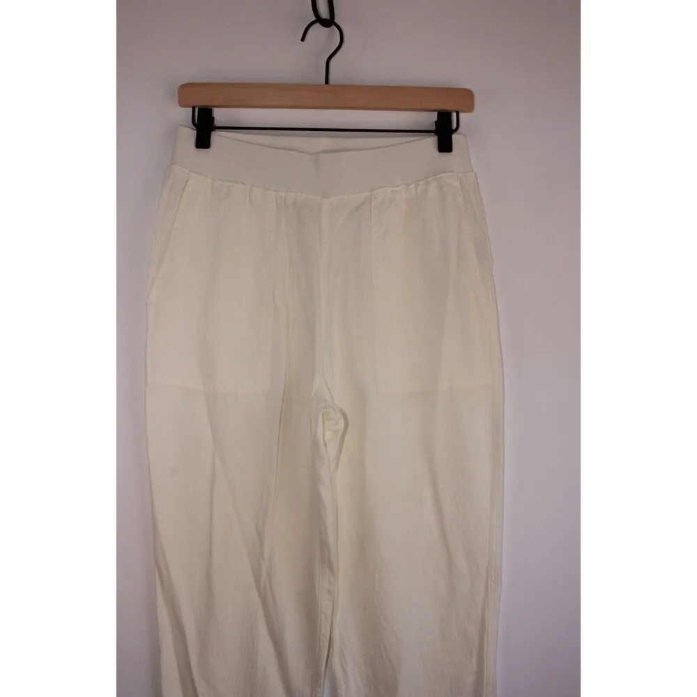 Faherty Women Pants White Arlie Jogger Utility Linen Pull On Stretch Size Medium - Image 4