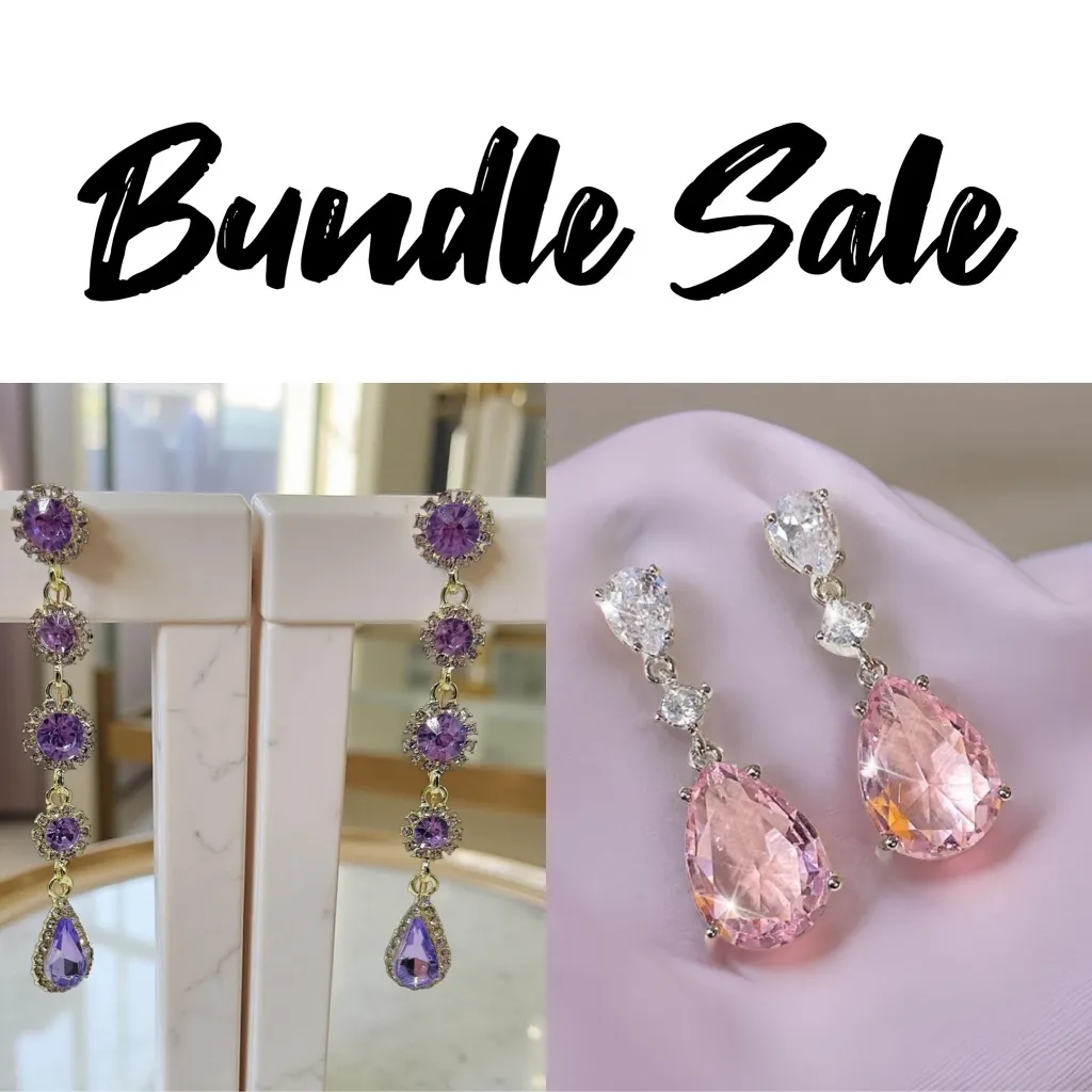 Fashion Statement Earring 2 Pairs Bundle Style1 Purple - Image 3