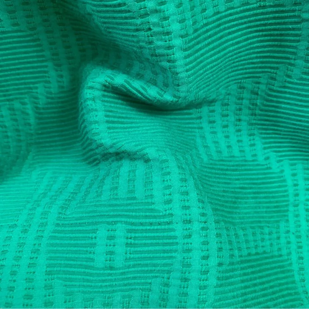 J Crew Factory Polka Dot Textured Sleeveless Fit & Flare Kelly Green Mini Dress Size 2 - Image 3