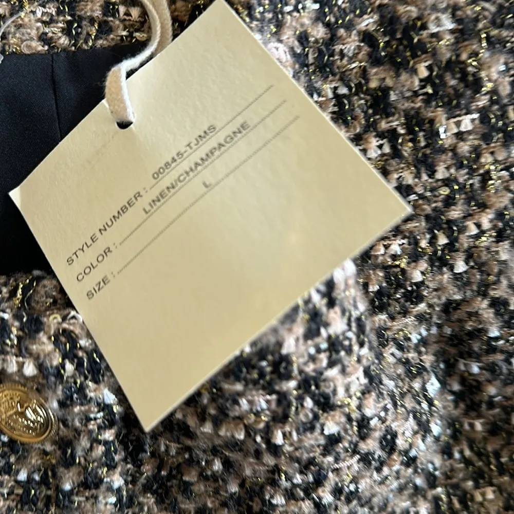 NWT MARLED TWEED GOLD BLACK BOXY JACKET LARGE - Image 6