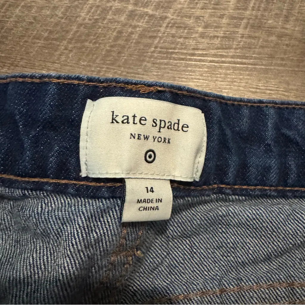 Kate Spade Dark Wash High Rise Straight Leg Wide Cuff Denim Jeans - Image 6