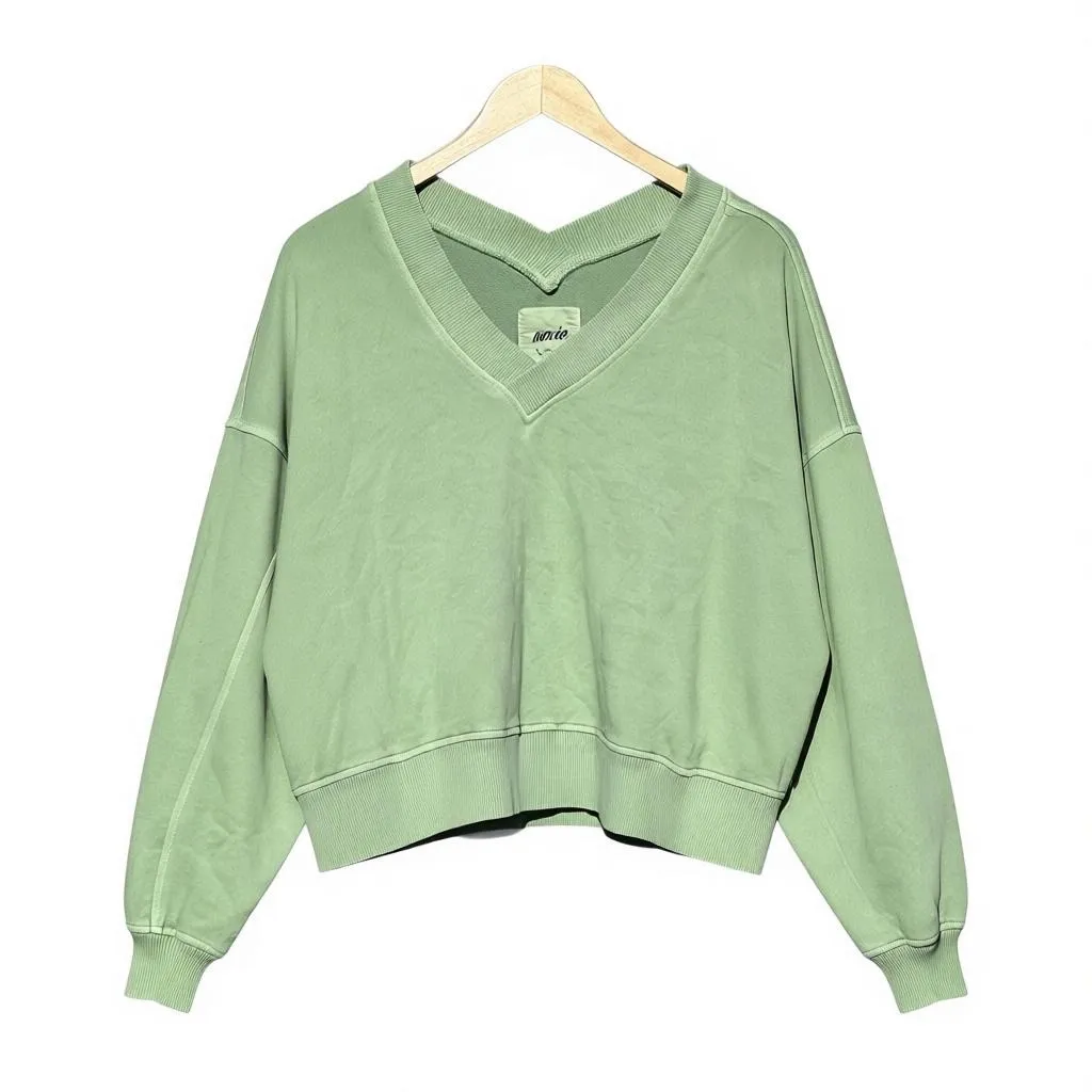 Aerie House Party oversized Cropped sweatshirt in Festive Ticket Green - Image 5
