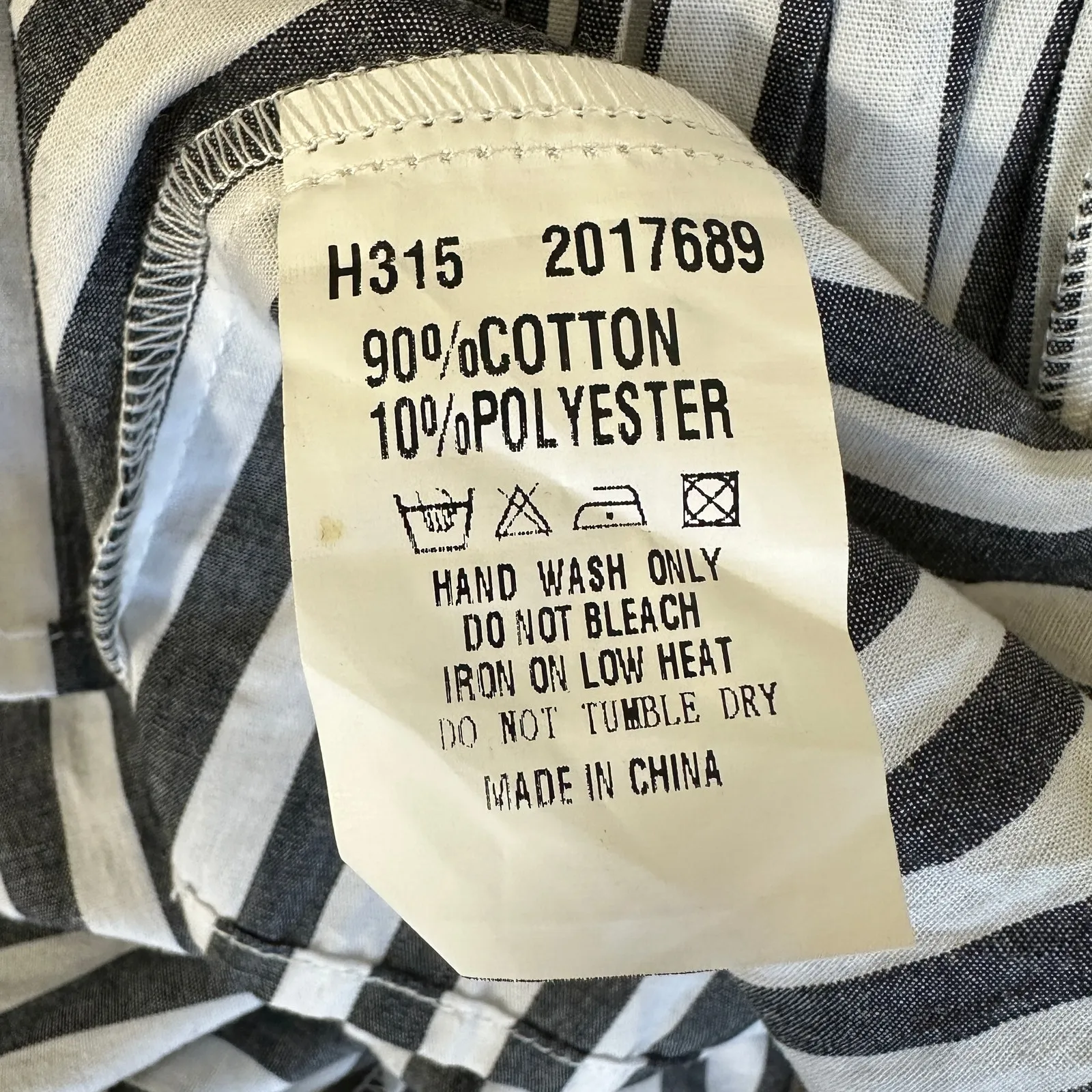 Stevie Hender Dress Womens M White Gray Striped Cotton Embroidered Cottagecore - Image 7