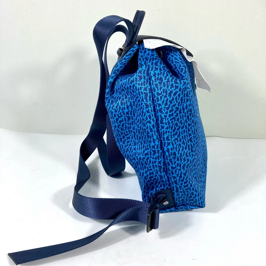 Longchamp Le Pliage Panther Print Backpack Blue Nylon Leather - Image 13