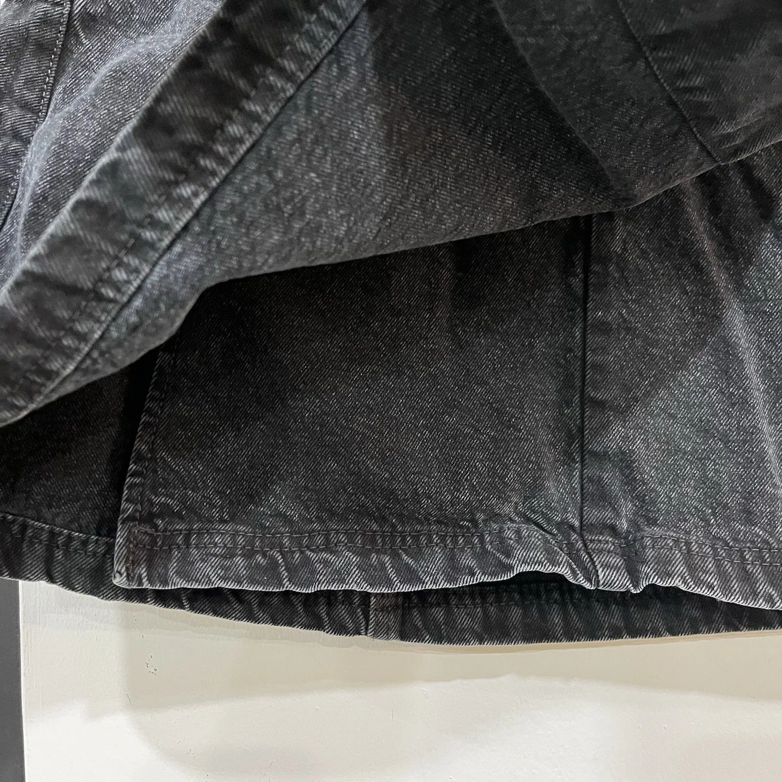 Cotton On  Black Denim Wrap Mini Skirt Size 8 Side Tie - Image 3