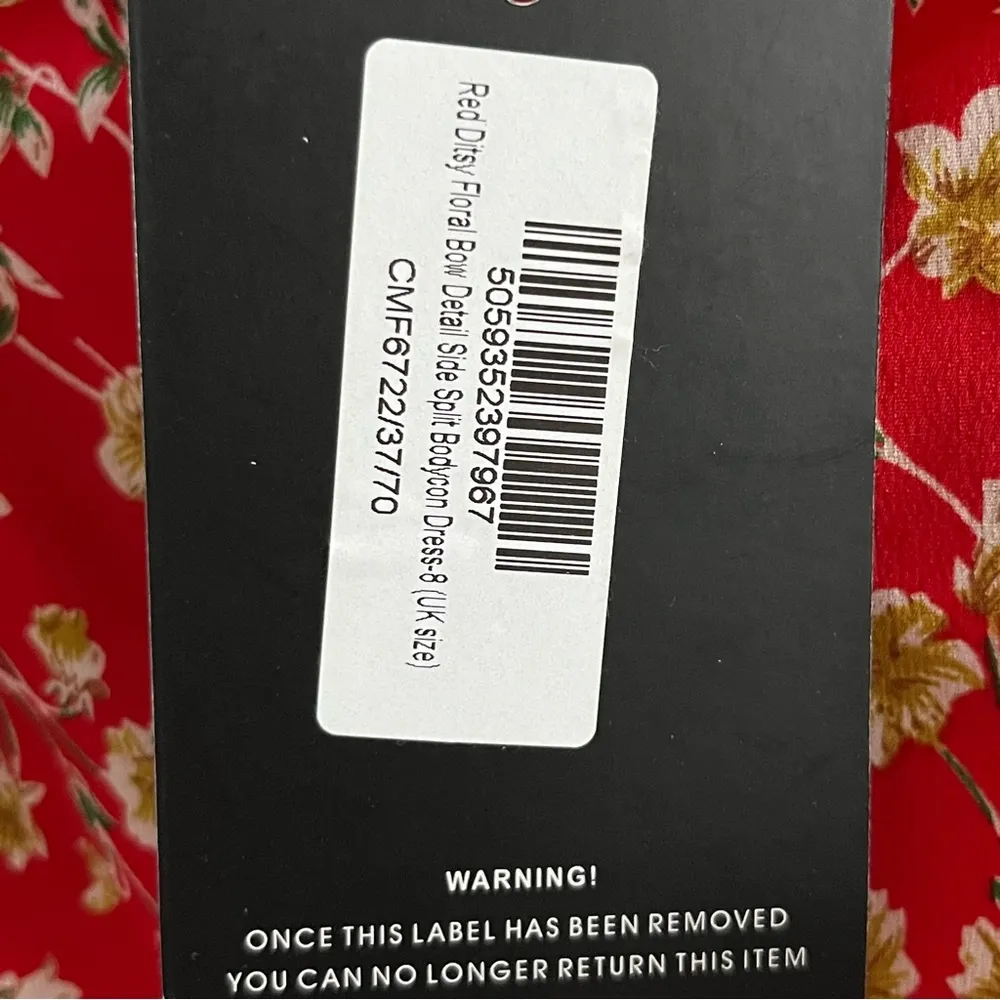 Pretty Little Thing Red Ditsy Floral Bow Mini Dress - Image 5