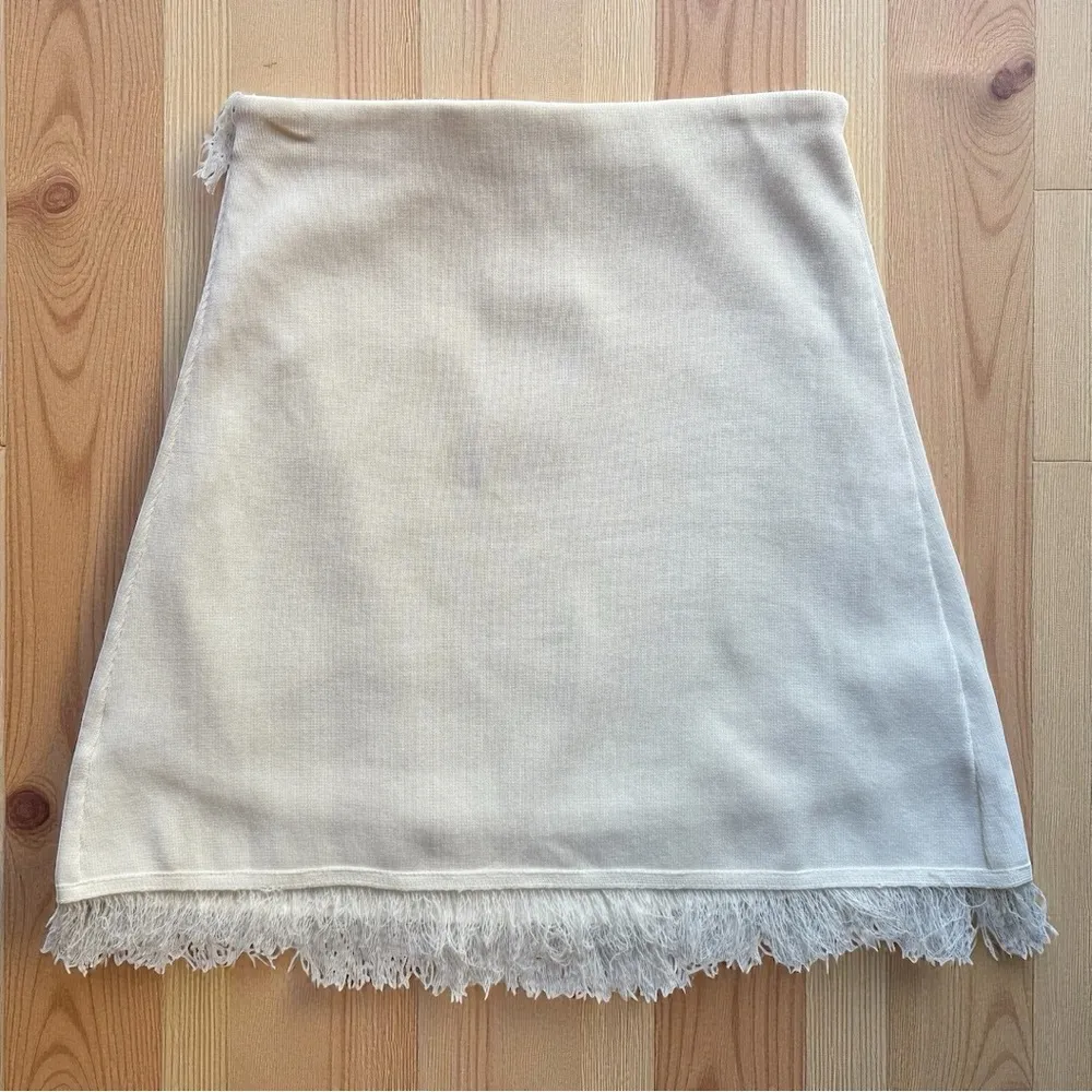 Lucy Paris  White Fringe Wrap Mini Skirt – Size M (NWT) - Image 3