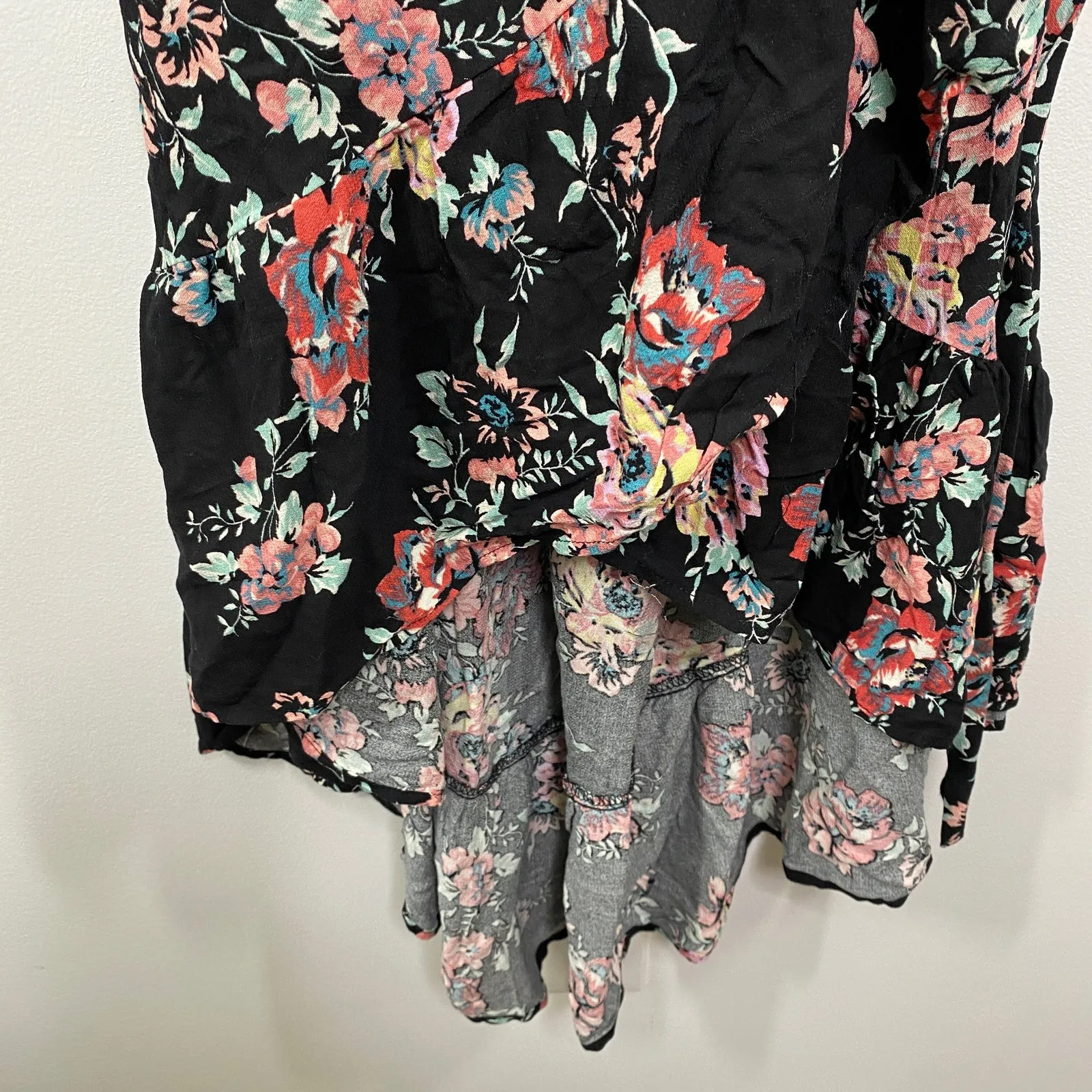 Xhilaration Black Floral Print Faux Wrap High Low Dress Women's Size Small S NWT - Image 2