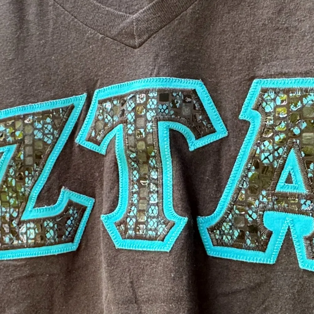 Zeta Tau Alpha Sorority University Greek Life Bella Canvas Women's V-Neck Tee - Image 2