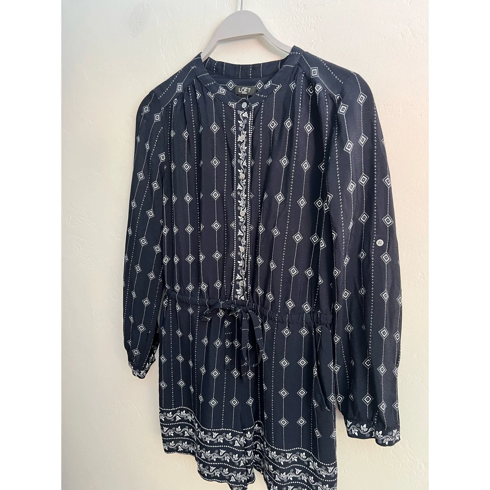Ann Taylor Loft Petites Shorts with Long Sleeves Navy Romper Size: Small SP - Image 3