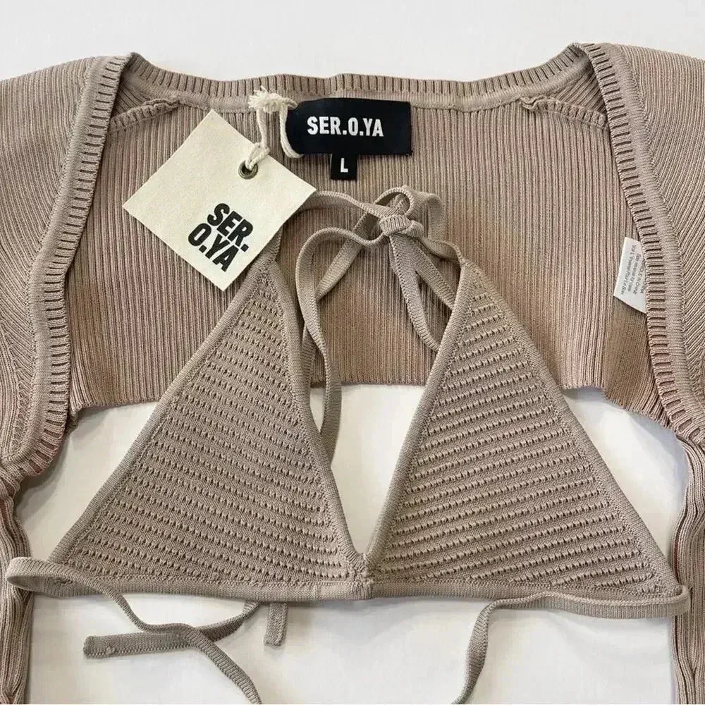 SER.O.YA Retrofête Dahlia Sweater Shrug Set Brown L NWT Size L - Image 12