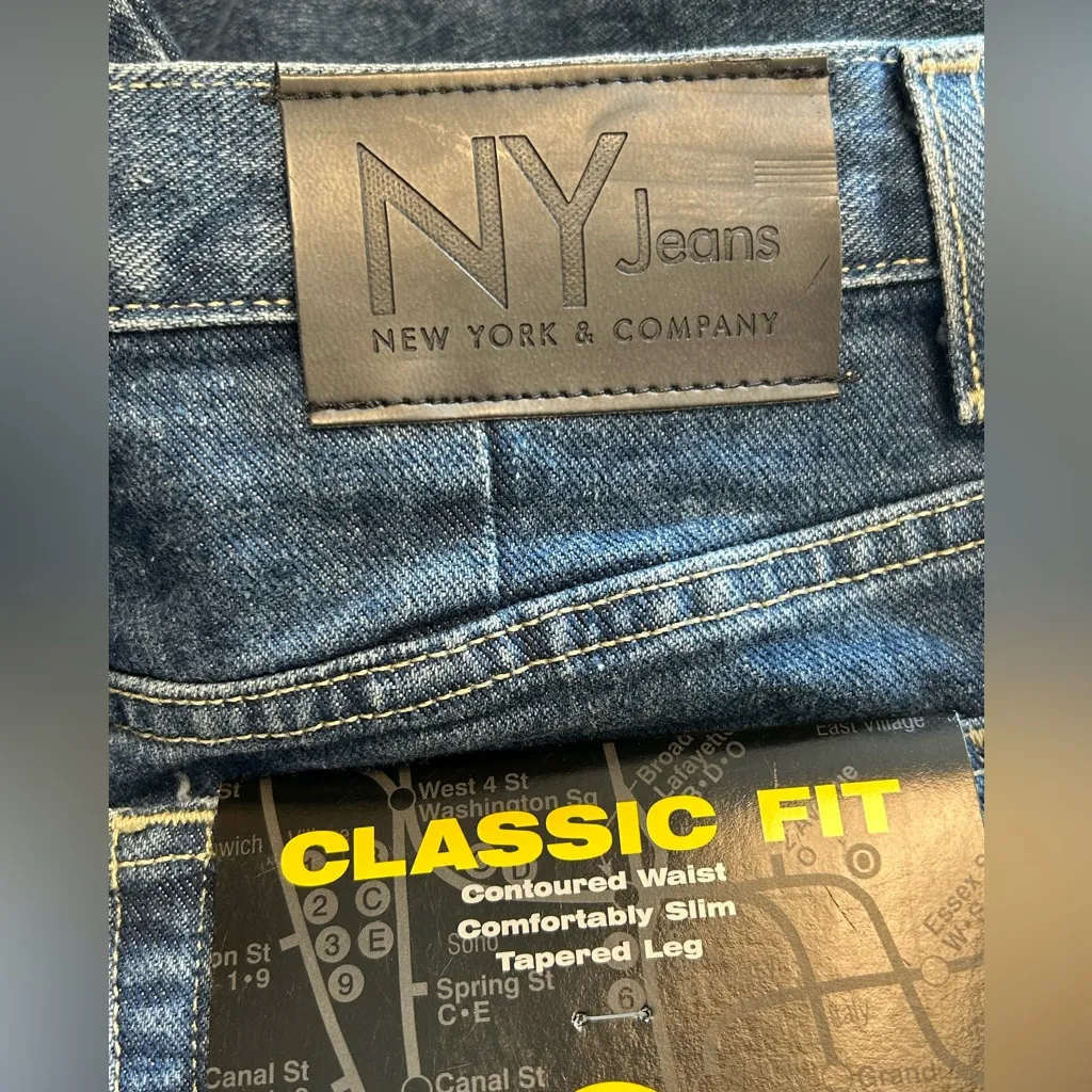 NY & Co size 10P Classic Fit Tapered Leg Stonewashed blue jeans NWT 10 Petite - Image 5