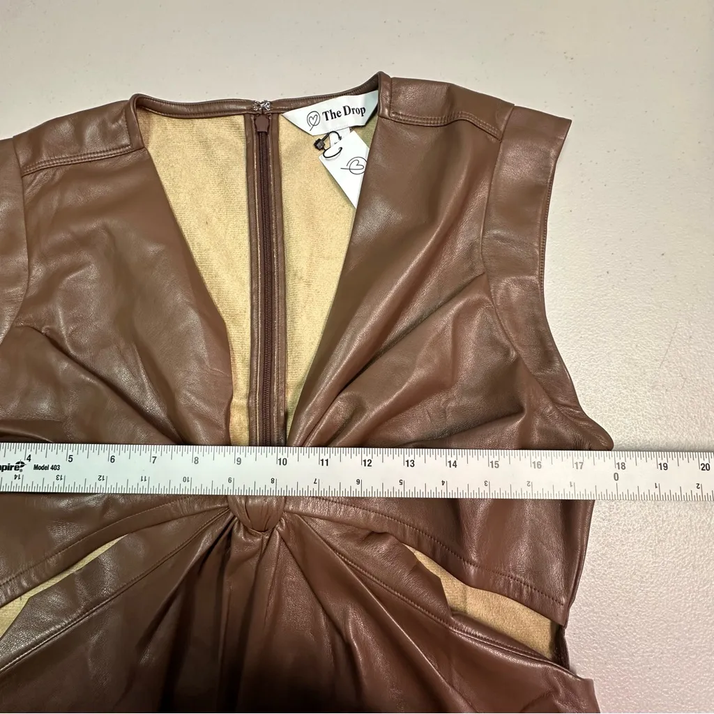 The Drop | Chic Brown Faux Leather Dress Size M - Image 4