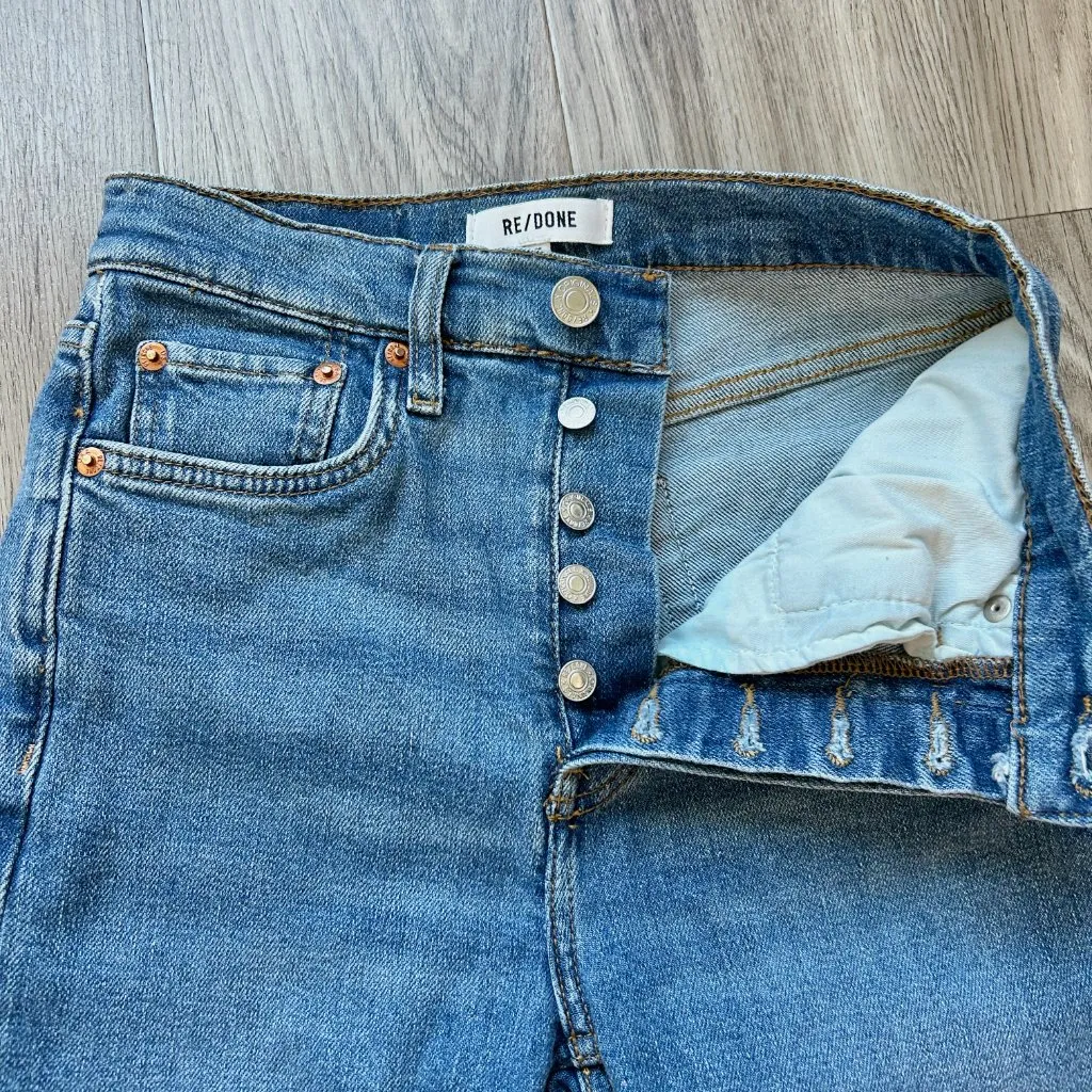 Re/Done Originals 70s Stove Pipe Denim Jeans in Dusted Blue Size 25 LIKE NEW - Image 7
