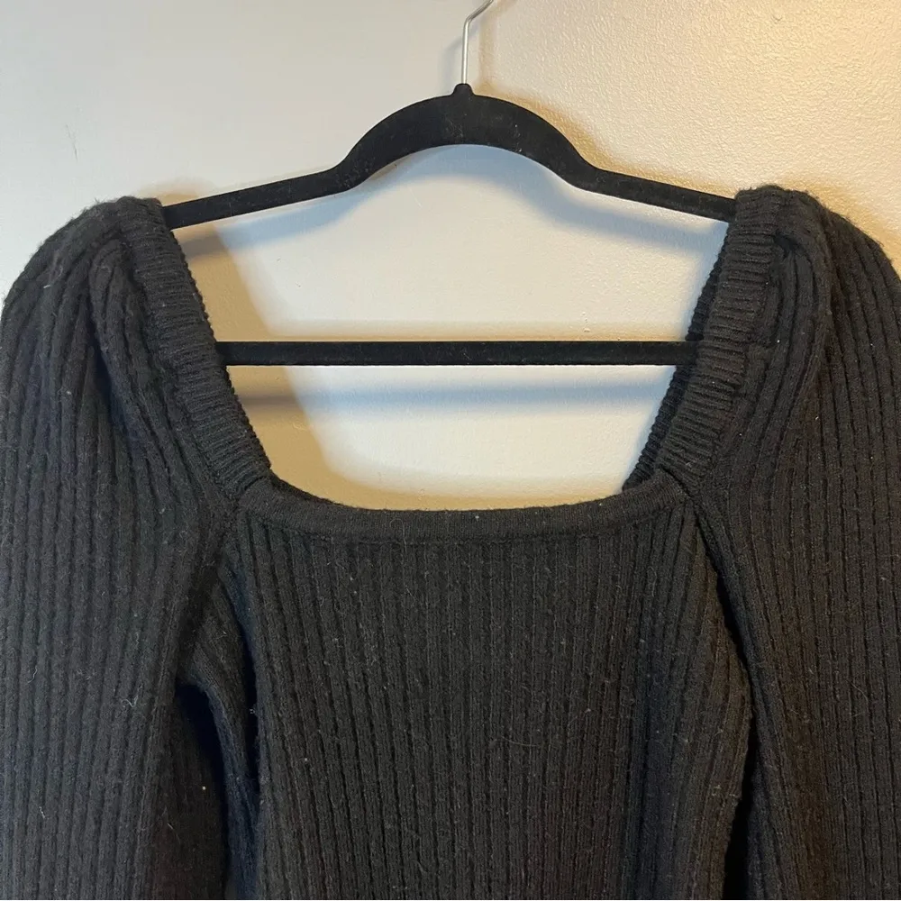 Mink Pink Top Black Saeeda Square Neck Puff Sleeve Top Sz XS GUC - Image 6