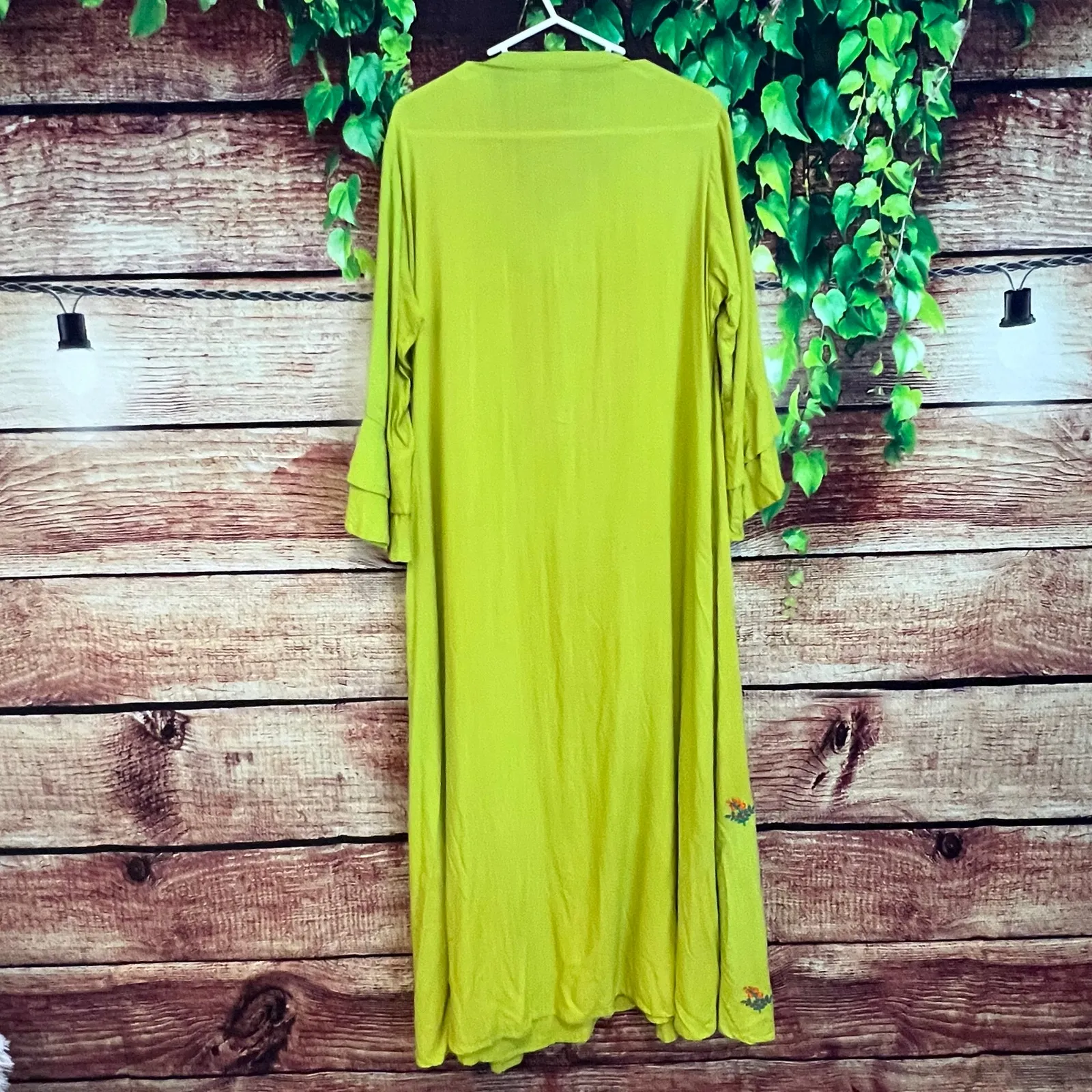 Neerus Green Embroidered A Line Kurta w/ Jacket Maxi Bell Sleeve Womens XXL 2XL - Image 6