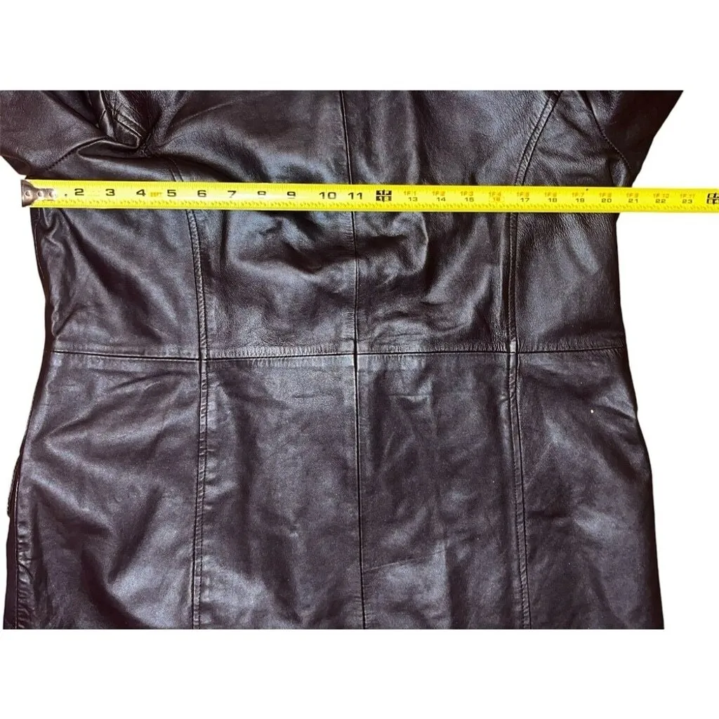 Womens Leather Button Up Brown Jacket Large‎ Y2K Old Money Minimalist Classic - Image 6