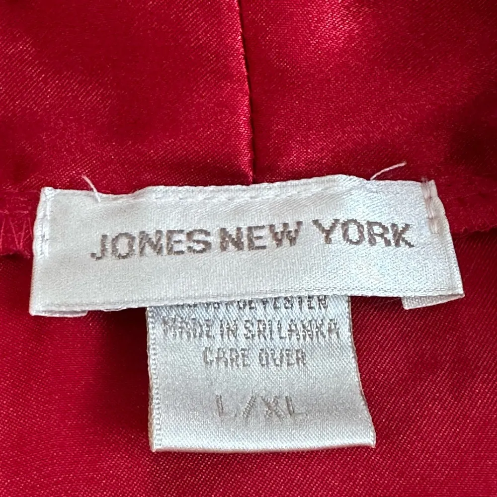 Jone New York Bright Red Vintage Satin Robe Black Embroidered Initials. Sz L - Image 6