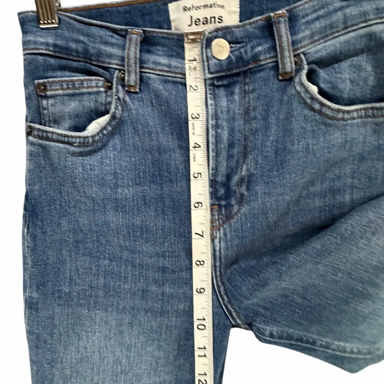 Reformation Harper Skinny Jeans Womens 24 Blue Destin Wash High Rise Casual Chic - Image 9