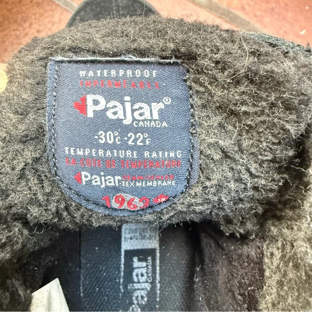 Pajar Boots Womens 7 Jeana Combat Lace Up Faux Fur Lined Side Zip Black Suede - Image 11